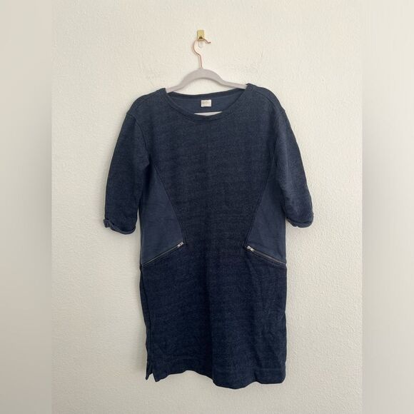 Poetry Navy Blue sweatshirt Dress with Zipper Pockets size 4 - Picture 1 of 7